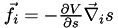 $\vec f_i = - \frac{\partial V}{\partial s} \vec\nabla_i s$